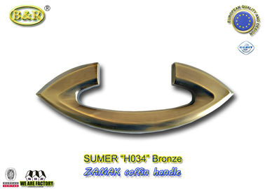 전자 도금 청동 색깔에 의하여 금속 zamak 관 손잡이를 위한 24*8.5cm 크기 H034 장례식 제품